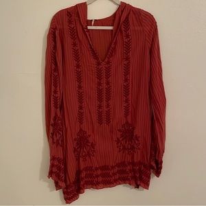 Free People Flora Embroidered Hoodie tunic